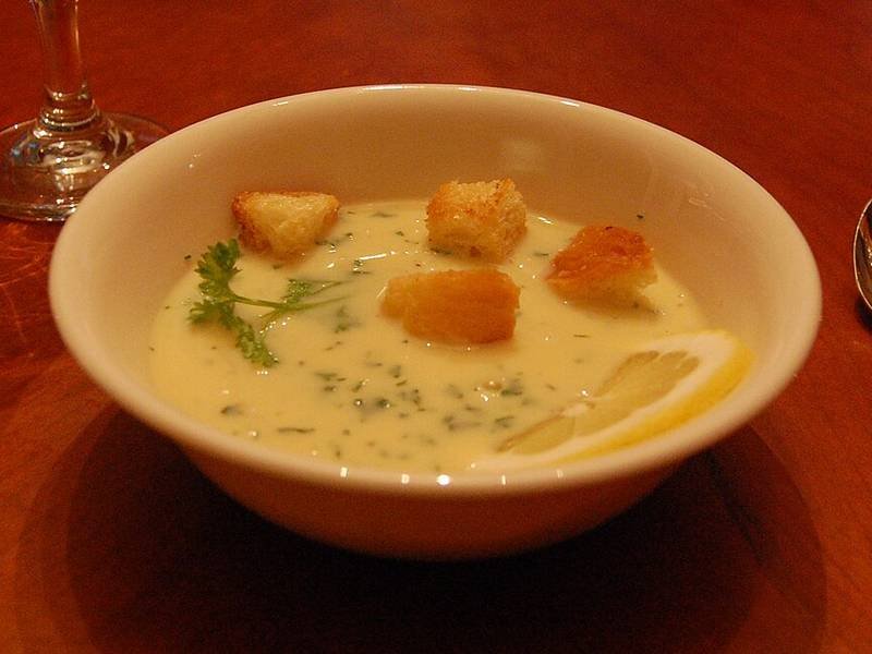 Avgolemono Soup — Greek healthy recipe, served and ready to eat