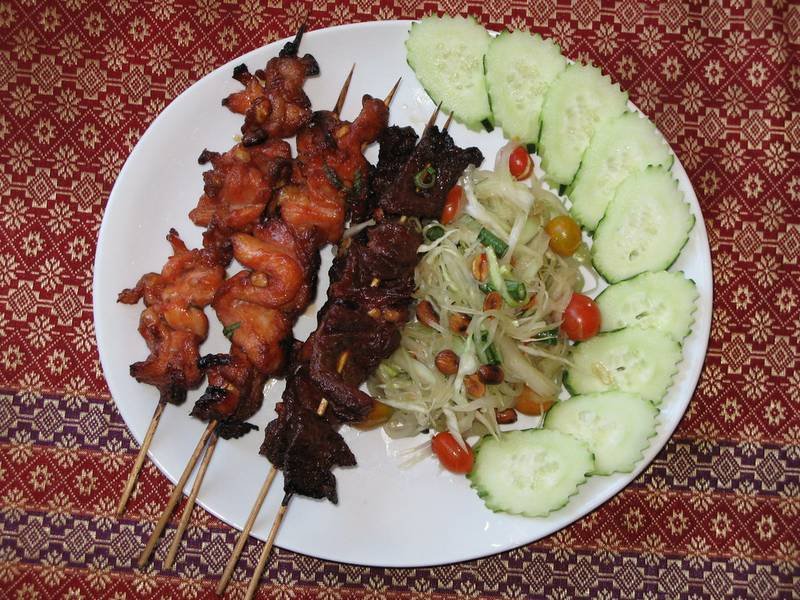 Beef Satay — Malaysian appetizers recipe, served and ready to eat