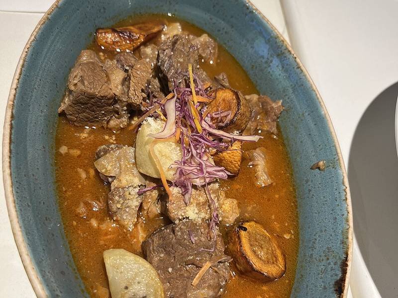 Beef Stew and Dumplings — British dinner recipe, served and ready to eat