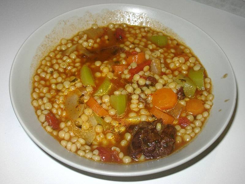 Berkoukes — Tunisian dinner recipe, served and ready to eat