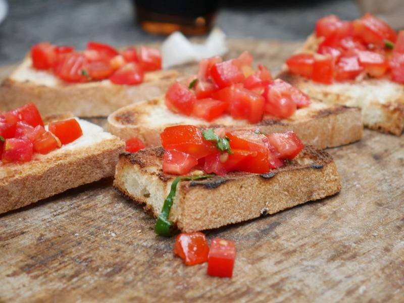 Tomato Bruschetta — Italian appetizers recipe, served and ready to eat