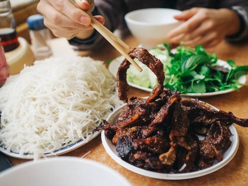Bún Chả — Vietnamese dinner recipe, served and ready to eat
