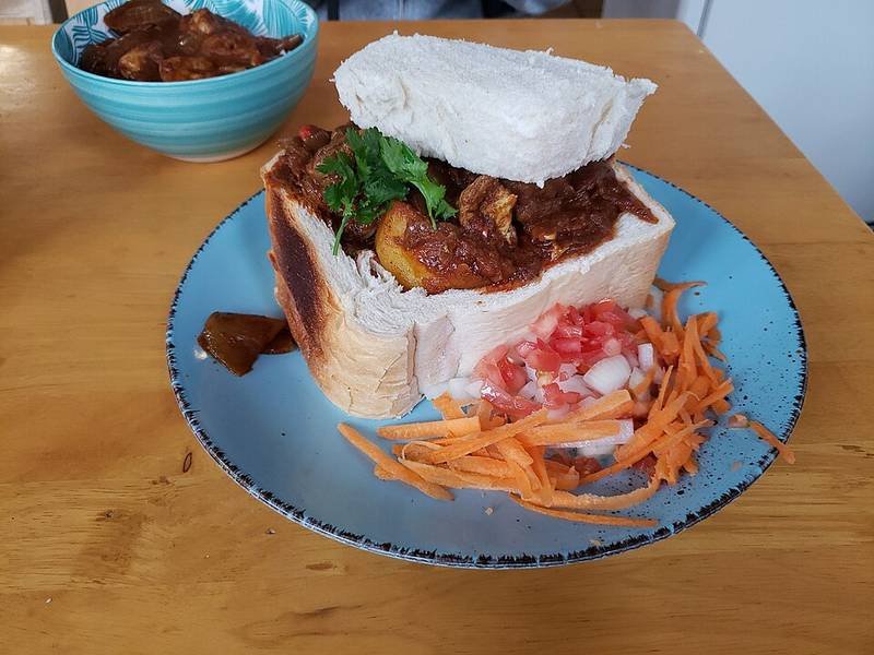Bunny Chow — South African lunch recipe, served and ready to eat