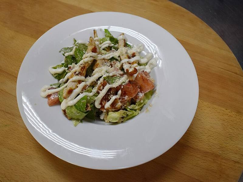 Caesar Salad — American lunch recipe, served and ready to eat