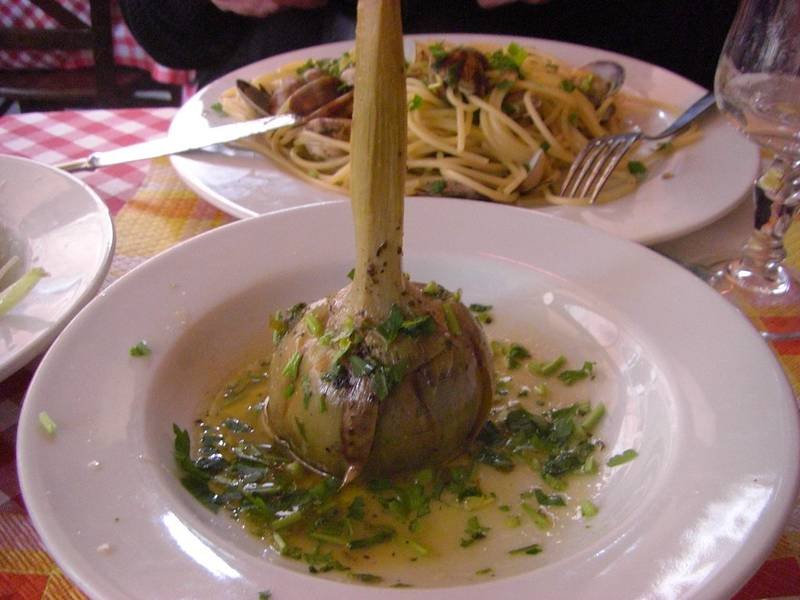 Carciofi alla Romana — Italian appetizers recipe, served and ready to eat