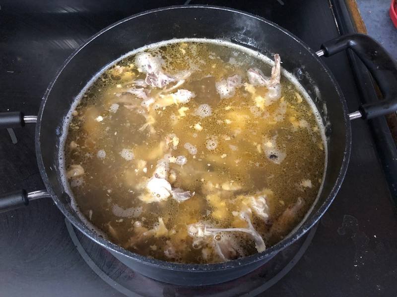 Chicken Carcass Soup, a British lunch recipe — soup from roast chicken bones