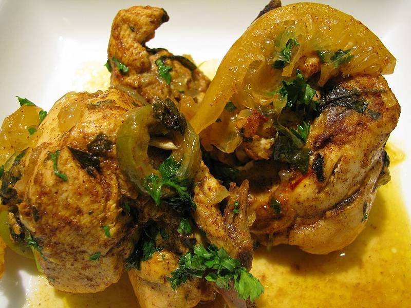 Chicken Tagine with Olives — Moroccan dinner recipe, served and ready to eat