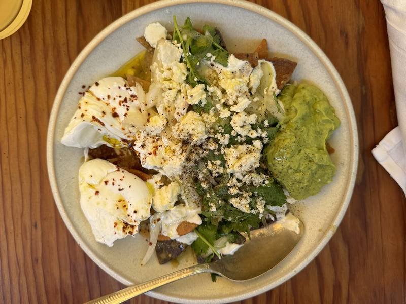 Chilaquiles Verdes — Mexican breakfast recipe, served and ready to eat