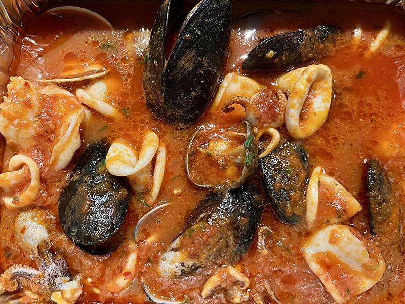 Cioppino — American dinner recipe, served and ready to eat