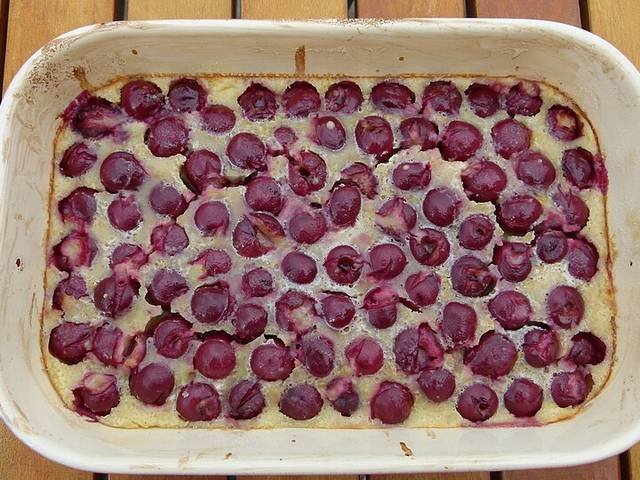 Ingredients and preparation for cherry clafoutis