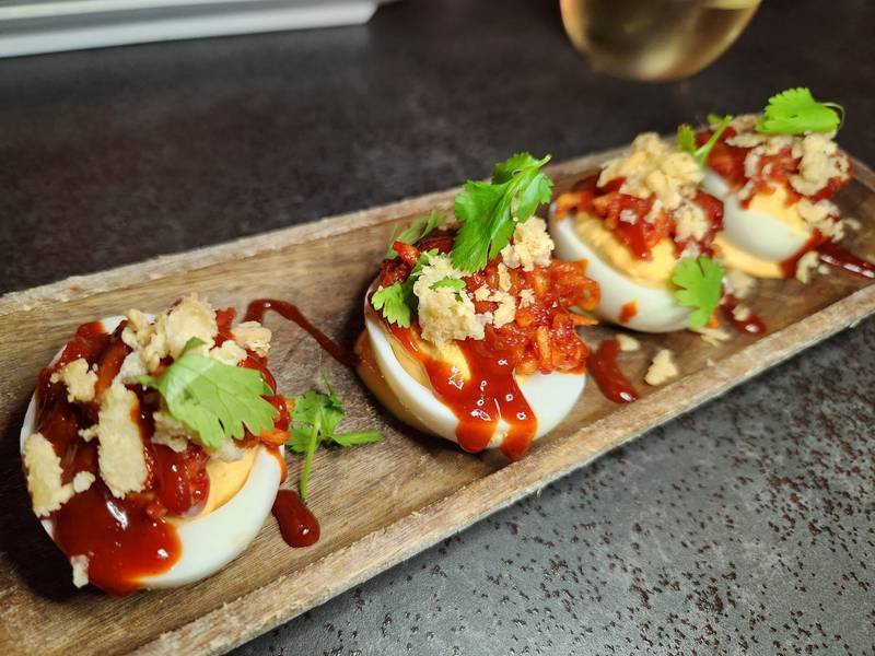 Deviled Eggs — American appetizers recipe, served and ready to eat