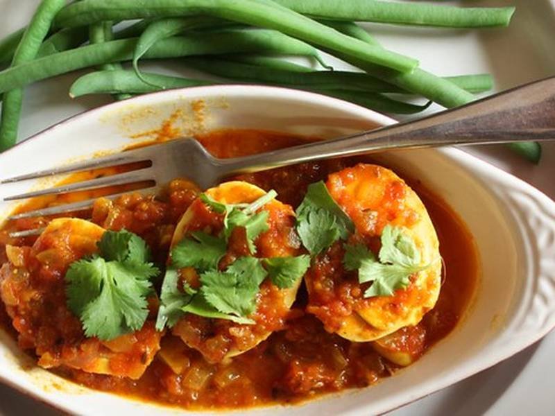 Egg Curry — Indian dinner recipe, served and ready to eat