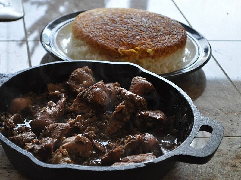 Fesenjan — Persian dinner recipe, served and ready to eat
