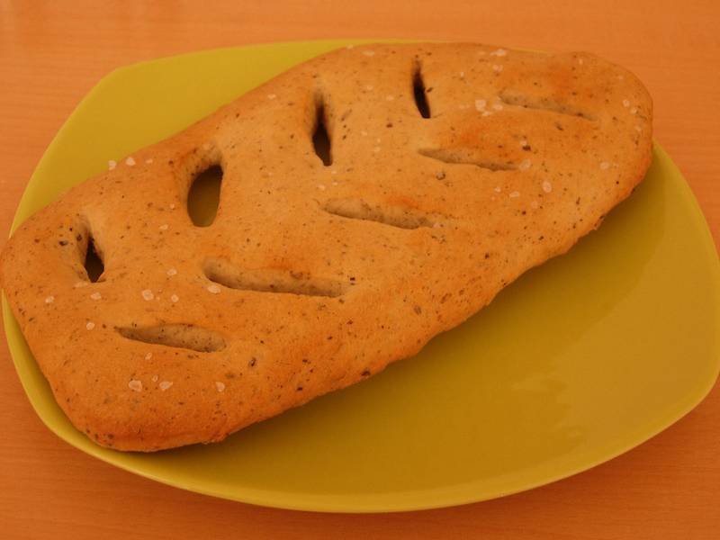 Fougasse — French baking recipe, served and ready to eat