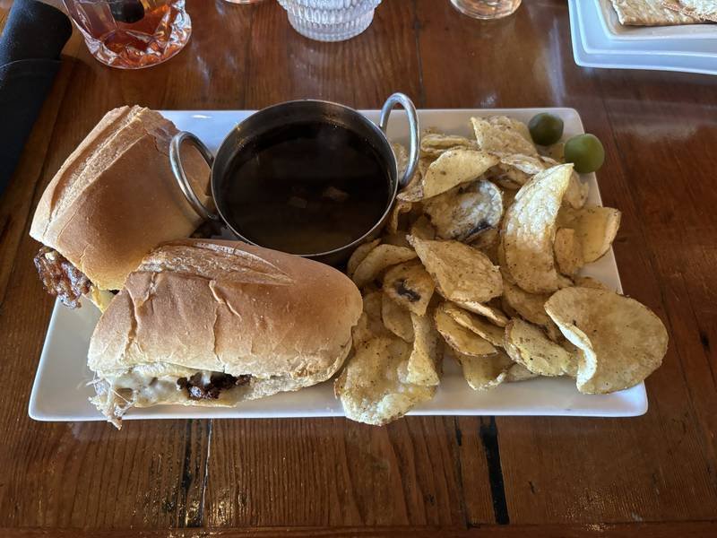 French Dip — American lunch recipe, served and ready to eat