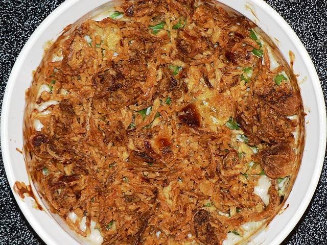 Ingredients and preparation for green bean casserole