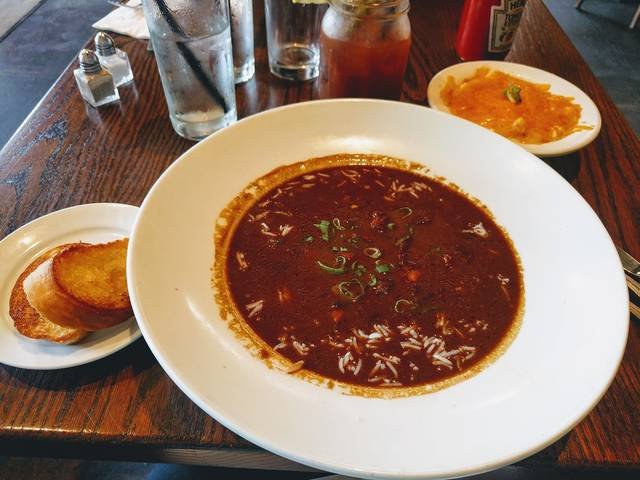 Chicken and Sausage Gumbo — American dinner recipe, served and ready to eat