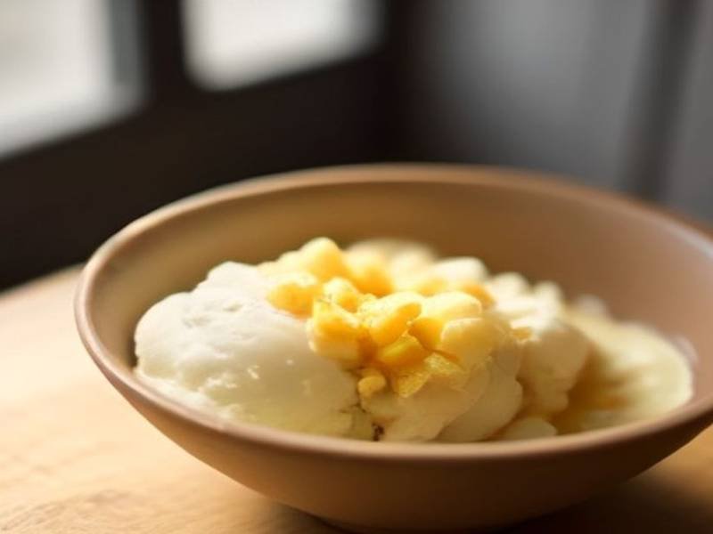 Illustration of Hokey Pokey Ice Cream, a New Zealand dessert recipe — no churn honeycomb ice cream