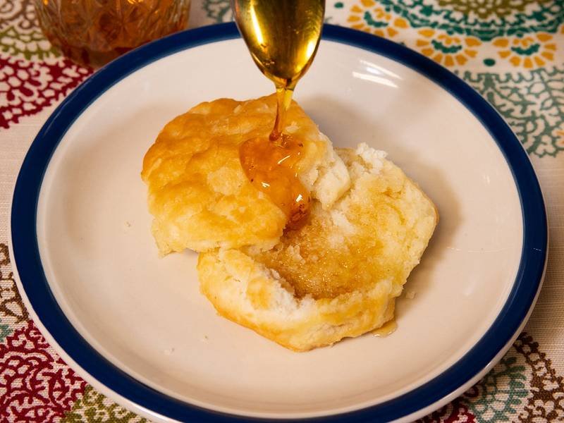 Honey Butter Biscuits, an American baking recipe — easy buttermilk style biscuits