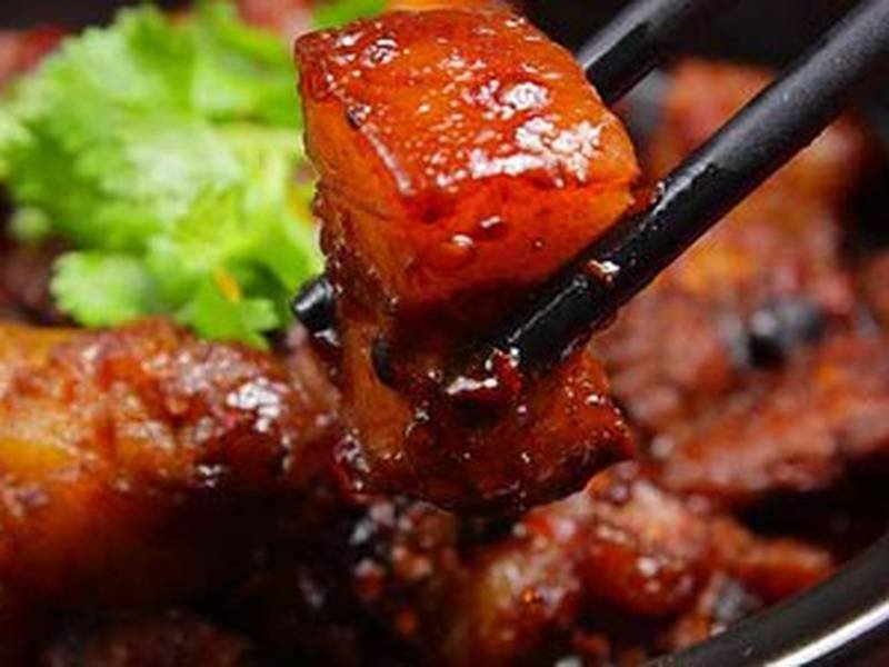 Red-Braised Pork Belly — Chinese dinner recipe, served and ready to eat