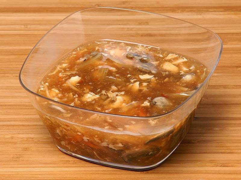 Hot and Sour Soup — Chinese lunch recipe, served and ready to eat