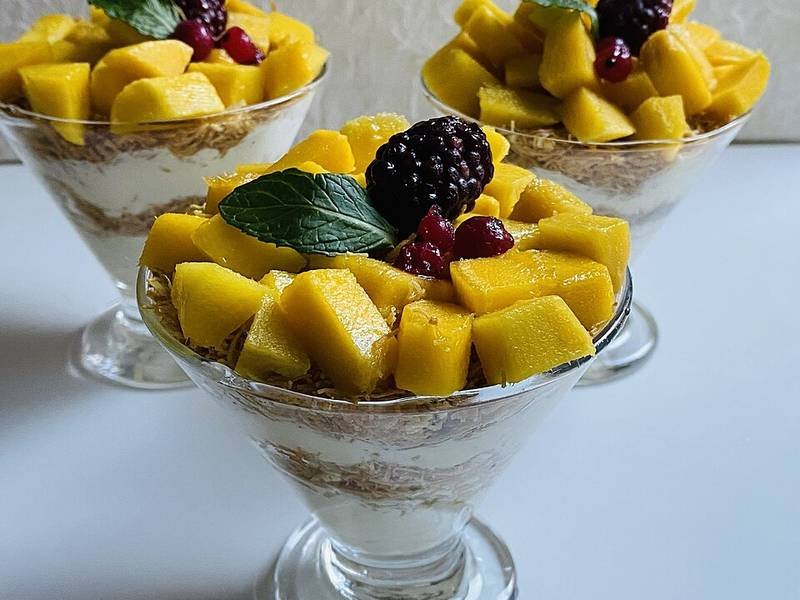 Kunafa bil Manga — Egyptian desserts recipe, served and ready to eat