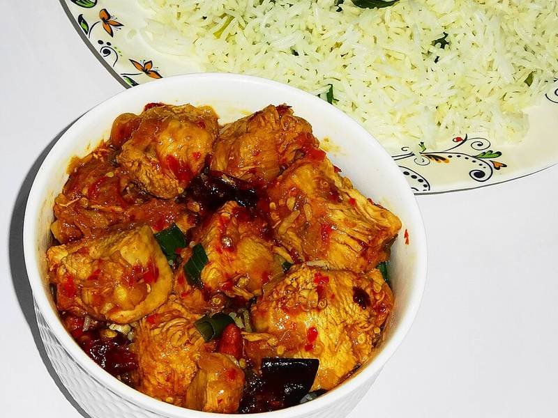 Kung Pao Chicken — Chinese dinner recipe, served and ready to eat