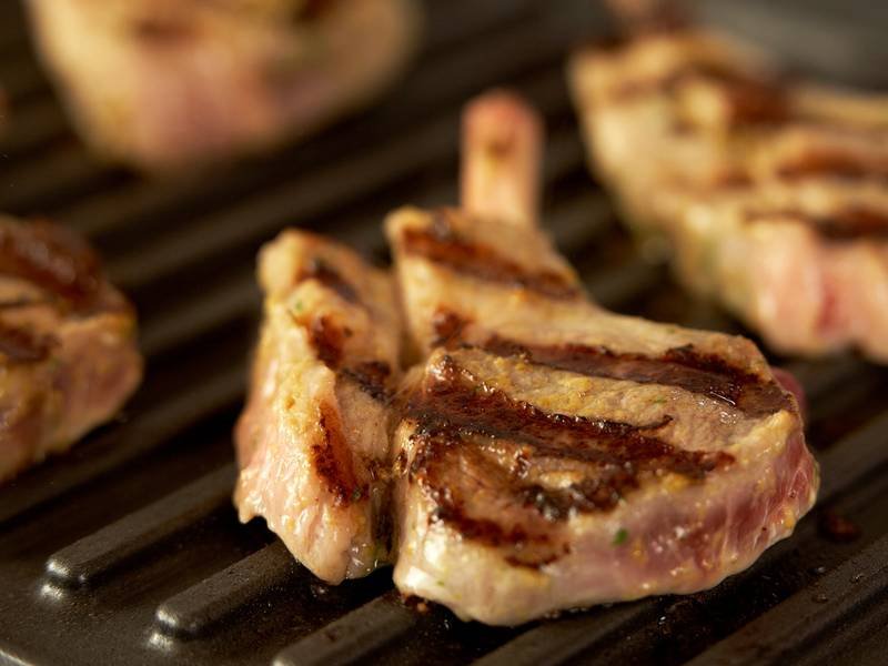 Lamb Cutlets with Mint Sauce, a British dinner recipe — grilled lamb cutlets