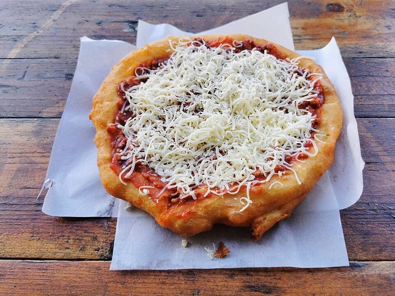 Lángos — Hungarian lunch recipe, served and ready to eat