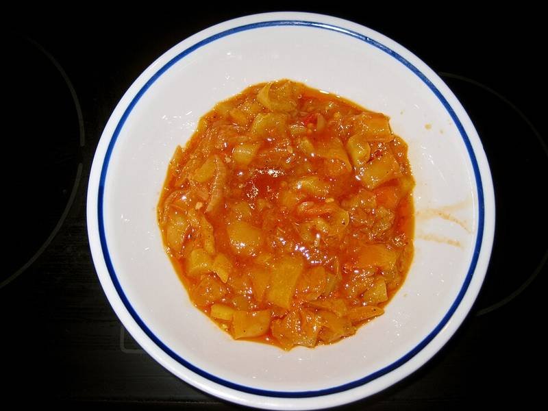 Lecsó — Hungarian dinner recipe, served and ready to eat