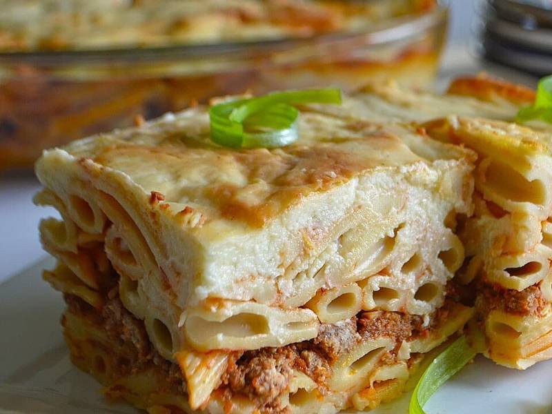 Macarona Bechamel — Egyptian dinner recipe, served and ready to eat