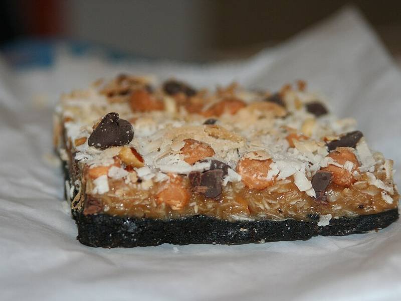 Magic Cookie Bars — American baking recipe, served and ready to eat