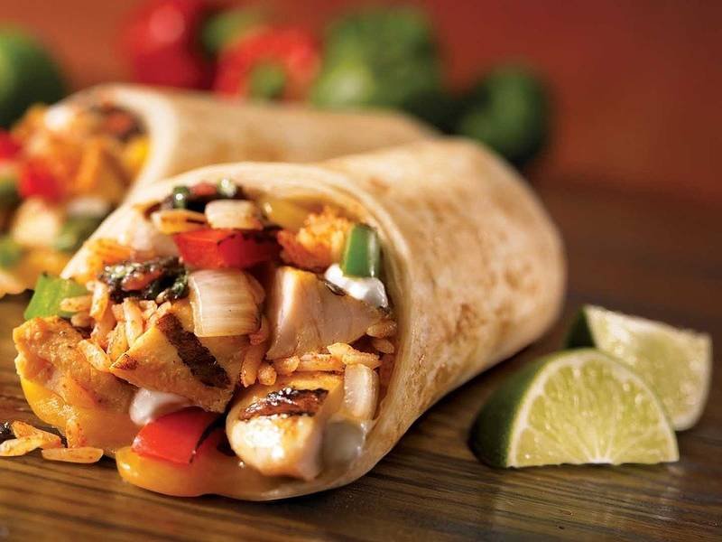 Mission-Style Burrito — Mexican lunch recipe, served and ready to eat