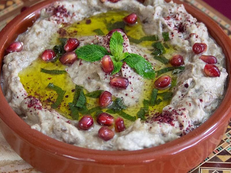 Moutabal — Lebanese appetizers recipe, served and ready to eat