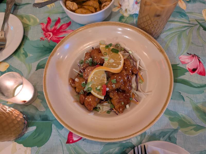 Orange Chicken — Chinese dinner recipe, served and ready to eat
