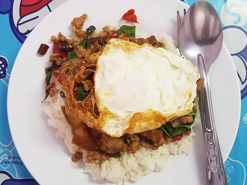 Pad Kra Pao (Thai Basil Chicken) — Thai quick meals recipe, served and ready to eat