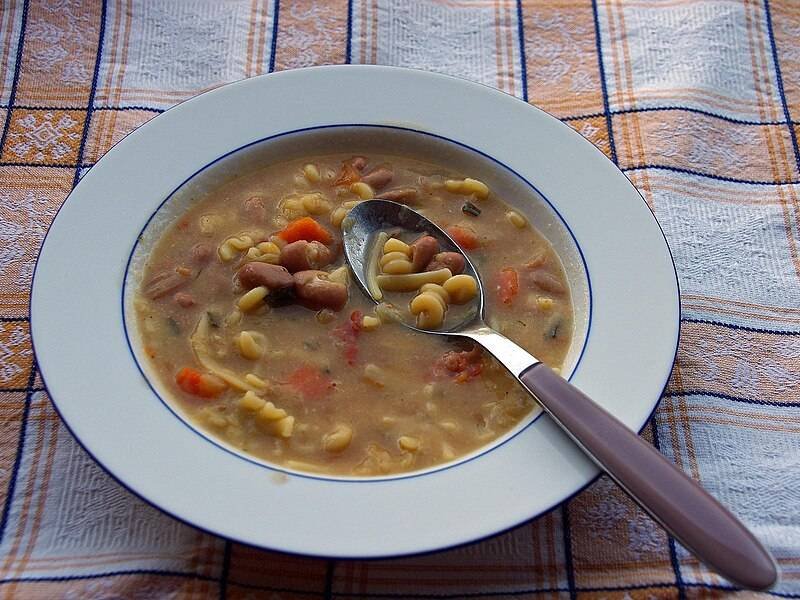 Pasta e Fagioli — Italian dinner recipe, served and ready to eat