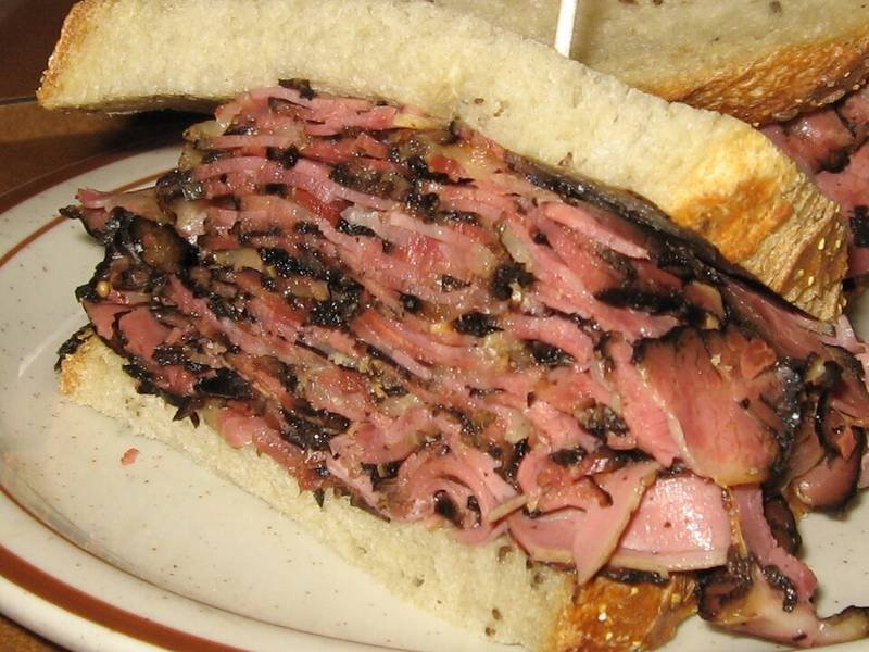 Pastrami Sandwich, an American lunch recipe — pastrami on rye