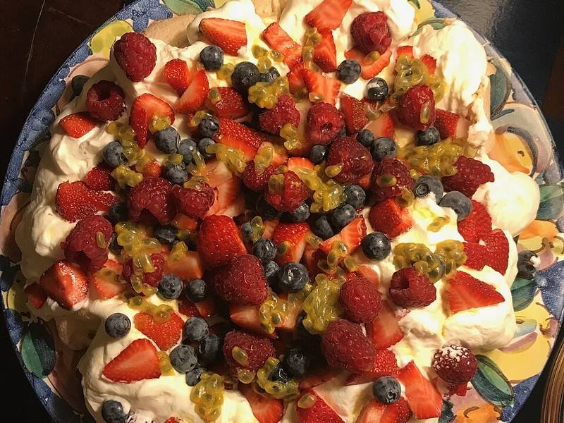 Pavlova — Australian desserts recipe, served and ready to eat