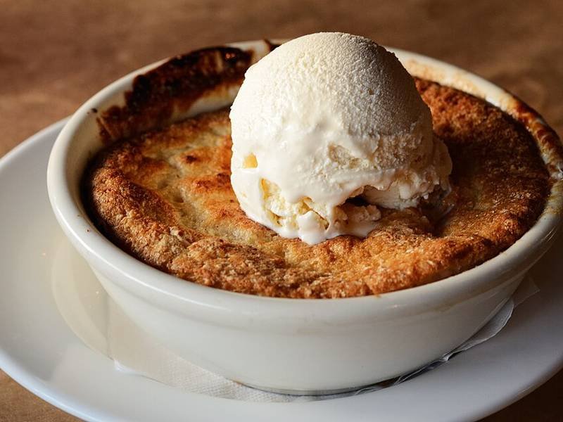 Peach Cobbler — American desserts recipe, served and ready to eat
