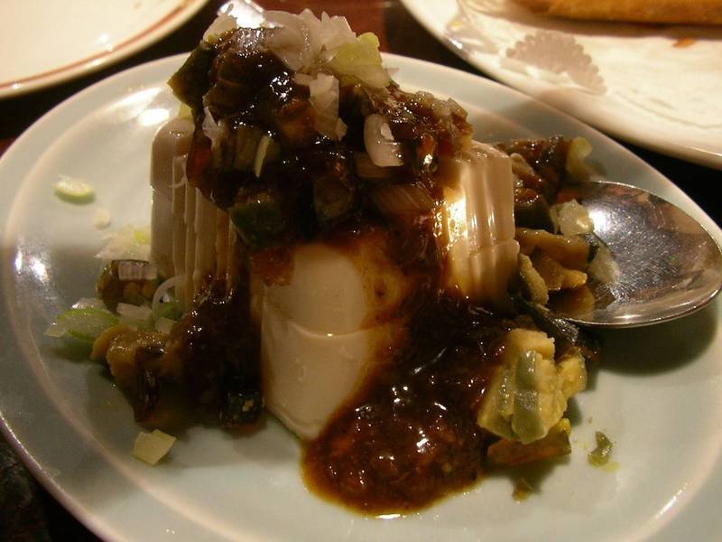 Century Egg with Cold Tofu — Chinese appetizers recipe, served and ready to eat