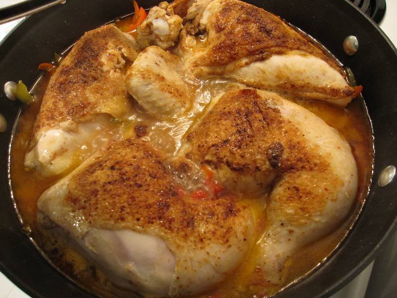 Poulet Basquaise — French dinner recipe, served and ready to eat