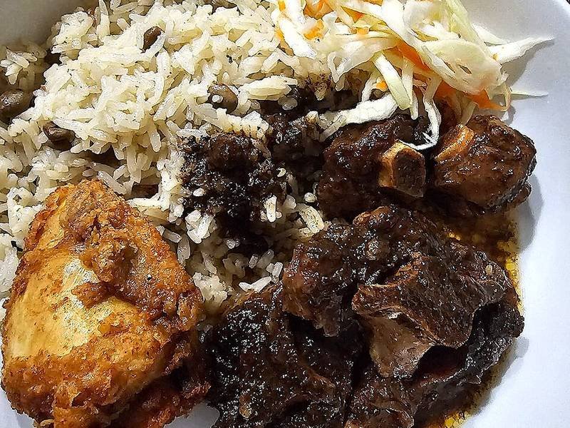 Rice and Peas — Jamaican dinner recipe, served and ready to eat