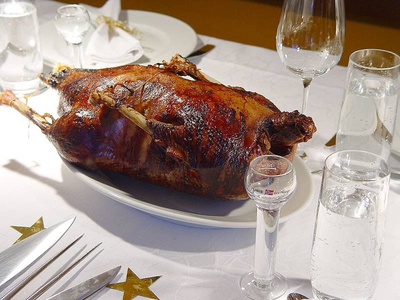 Roast Goose — German holiday specials recipe, served and ready to eat