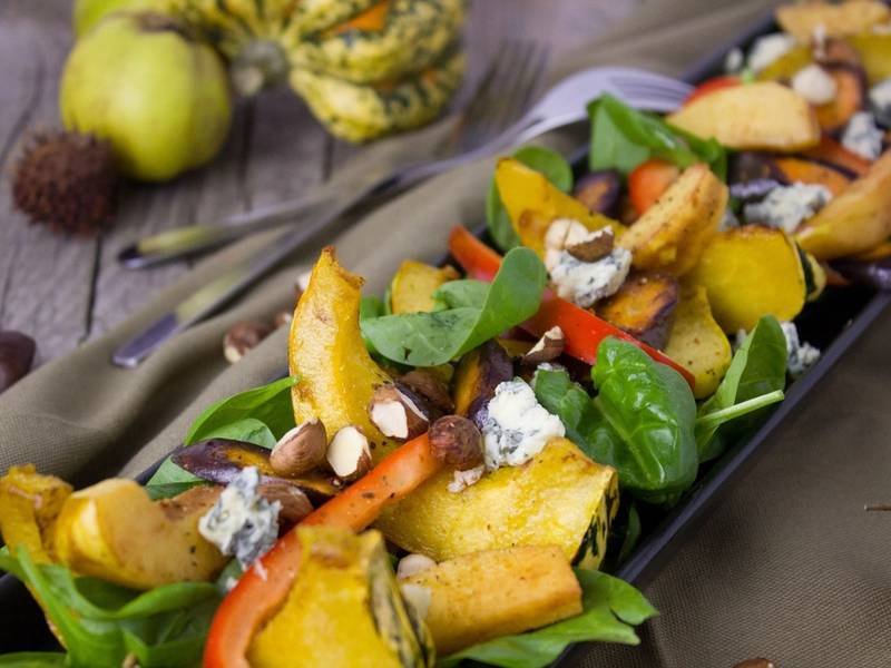 Roast Pumpkin Salad, an Australian lunch recipe — roasted pumpkin and feta salad