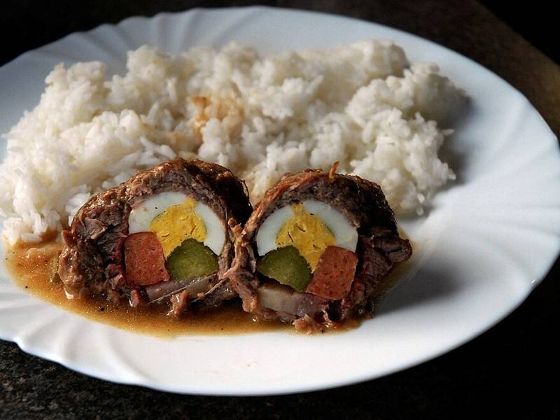 Rouladen — German dinner recipe, served and ready to eat