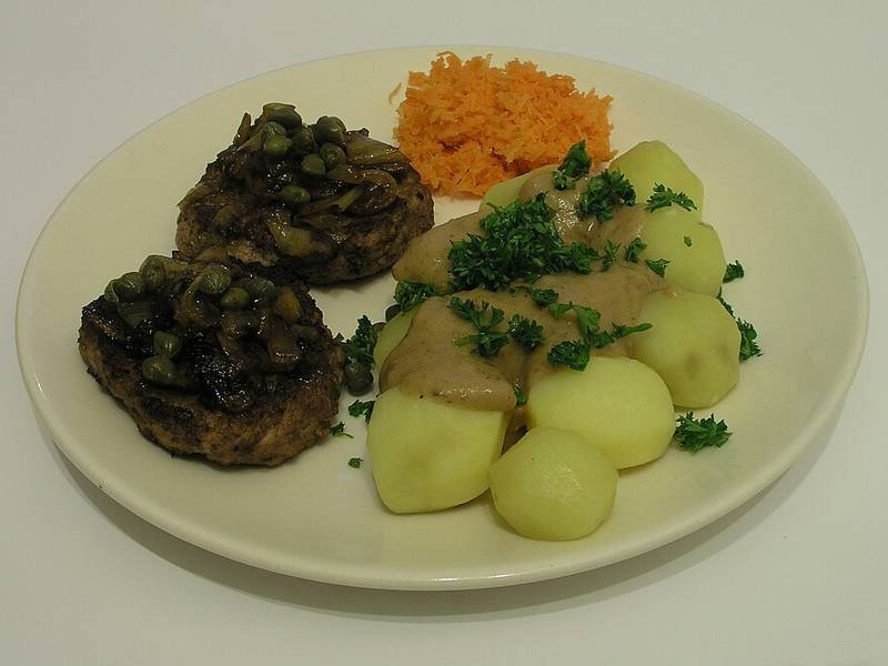 Salisbury Steak — American dinner recipe, served and ready to eat