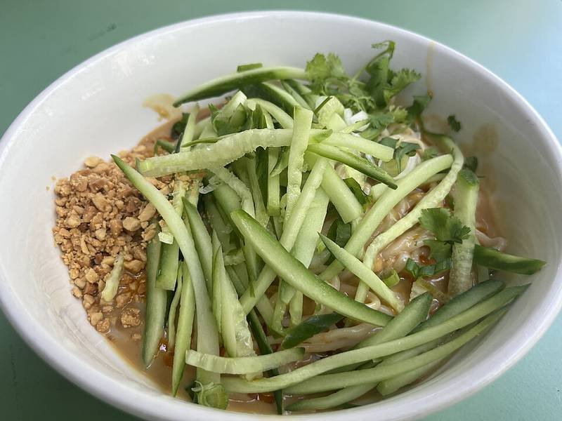 Sesame Peanut Noodles — Chinese quick meals recipe, served and ready to eat