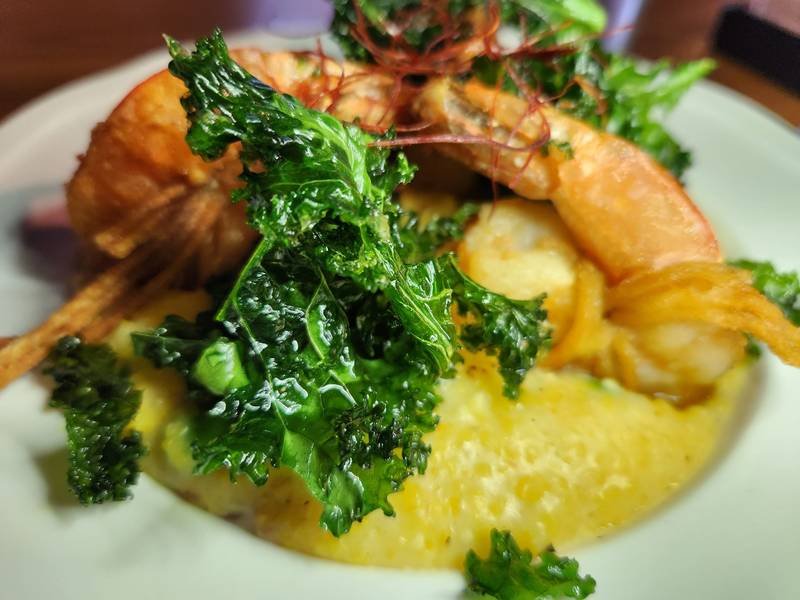 Shrimp and Grits — American dinner recipe, served and ready to eat