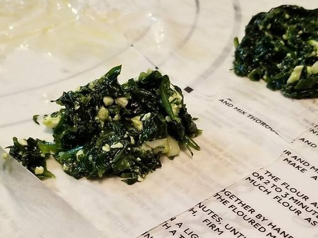 Ingredients and preparation for spanakopita